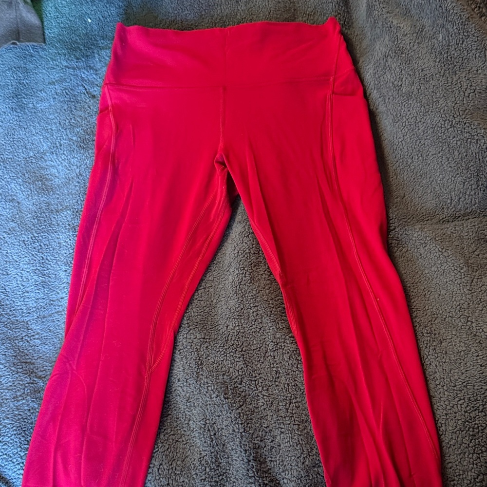 Lululemon cranberry colored stash pocket leggings